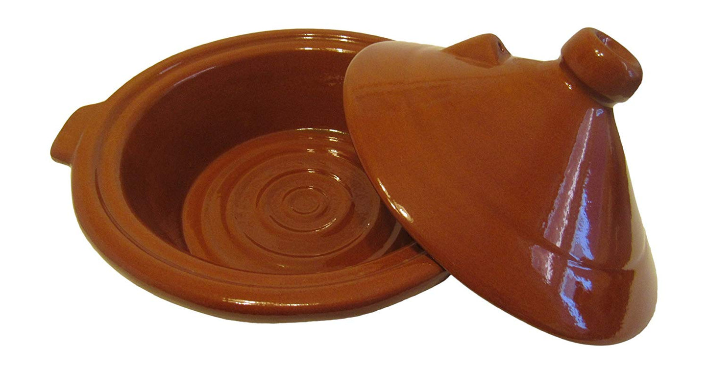 Handmade Authentic Moroccan Berber Ceramic Cooking and Serving Tagine, Lead Free, Medium 10" Diameter x 9 "H - Marrakesh Gardens