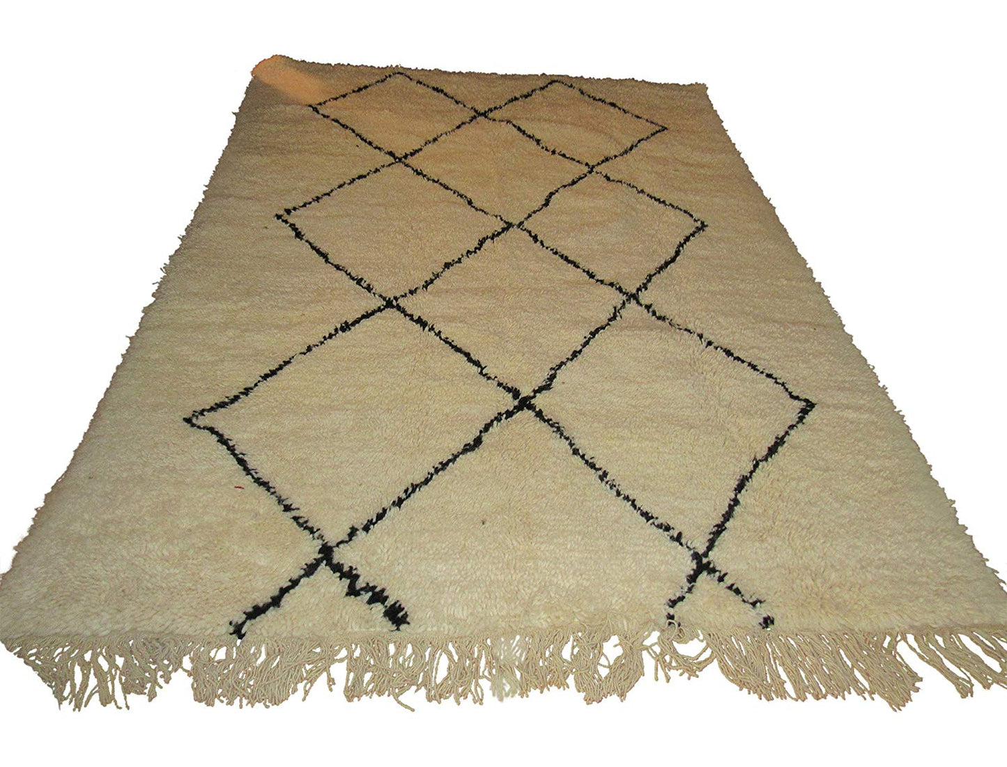 Authentic Moroccan Beni Ourain Berber Oriental Carpet, 100% Handwoven Naturally Dyed Tribal Wool Rug, 4.2x6.8 Feet - Marrakesh Gardens