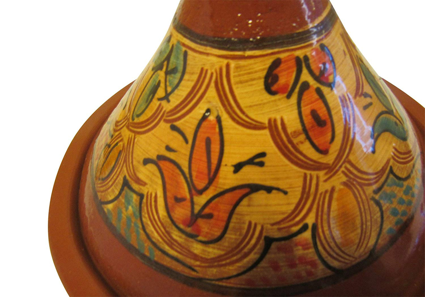 Handmade Authentic Moroccan Ceramic Cooking and Serving Tagine, Lead Free, Medium 12" D x 10 1/2 " H - Marrakesh Gardens