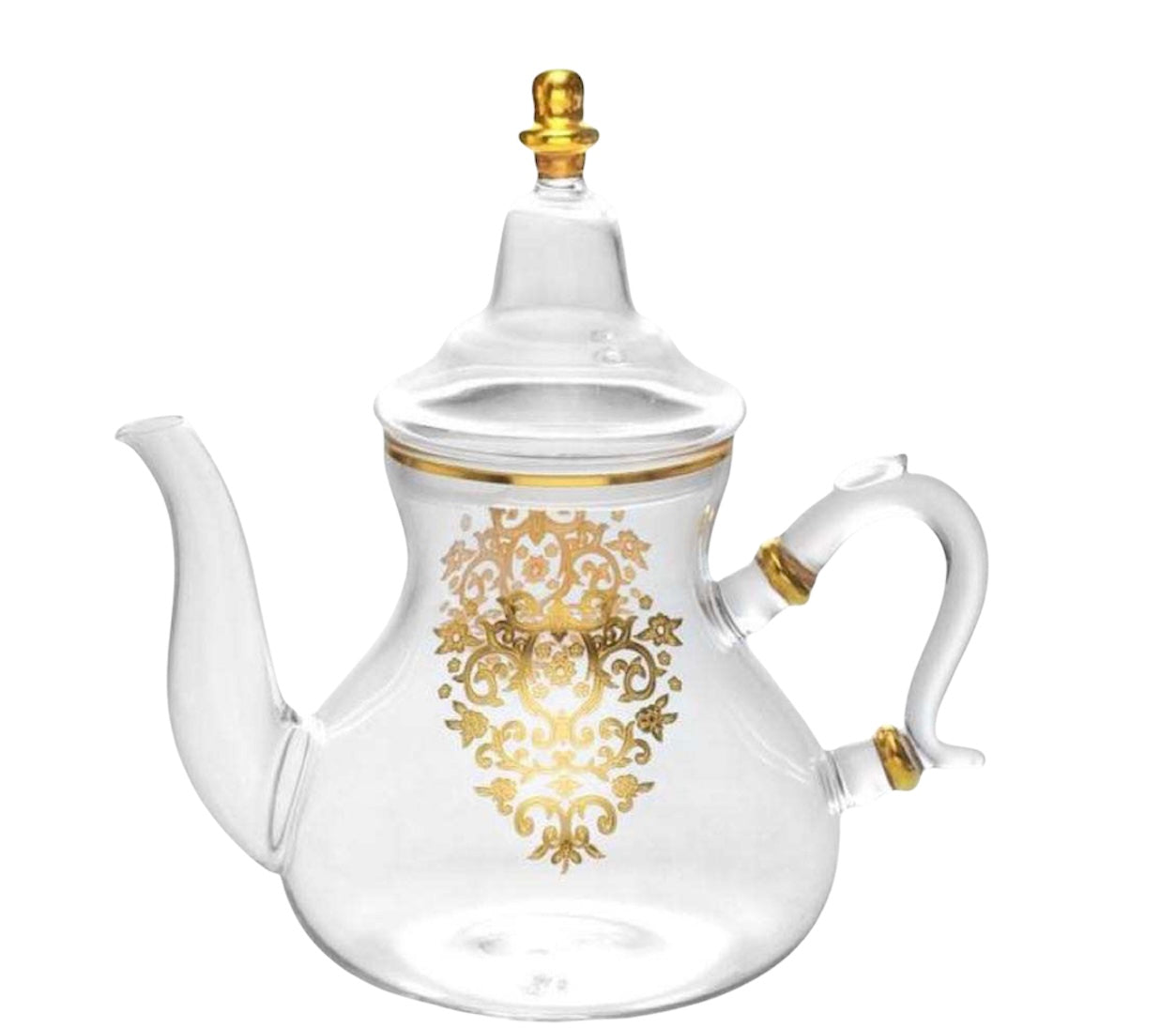 Imported Glass Moroccan Teapot with Integrated Filter, Bring Home a Beautifully Functional Near East Tradition, 47 Ounces. (1.50 L) - Marrakesh Gardens