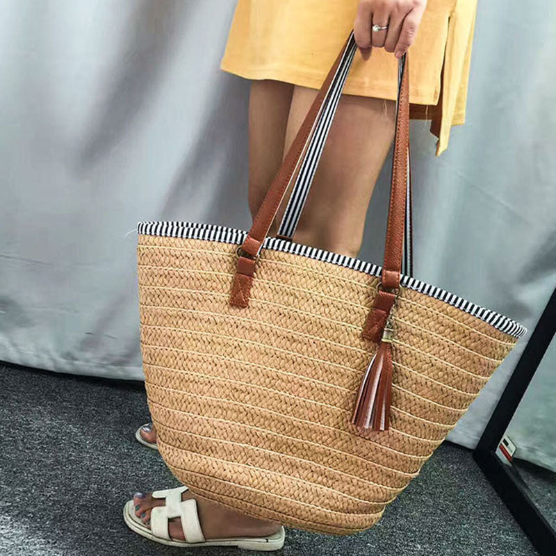 Moroccan Beach Bag (Light Brown) - Marrakesh Gardens