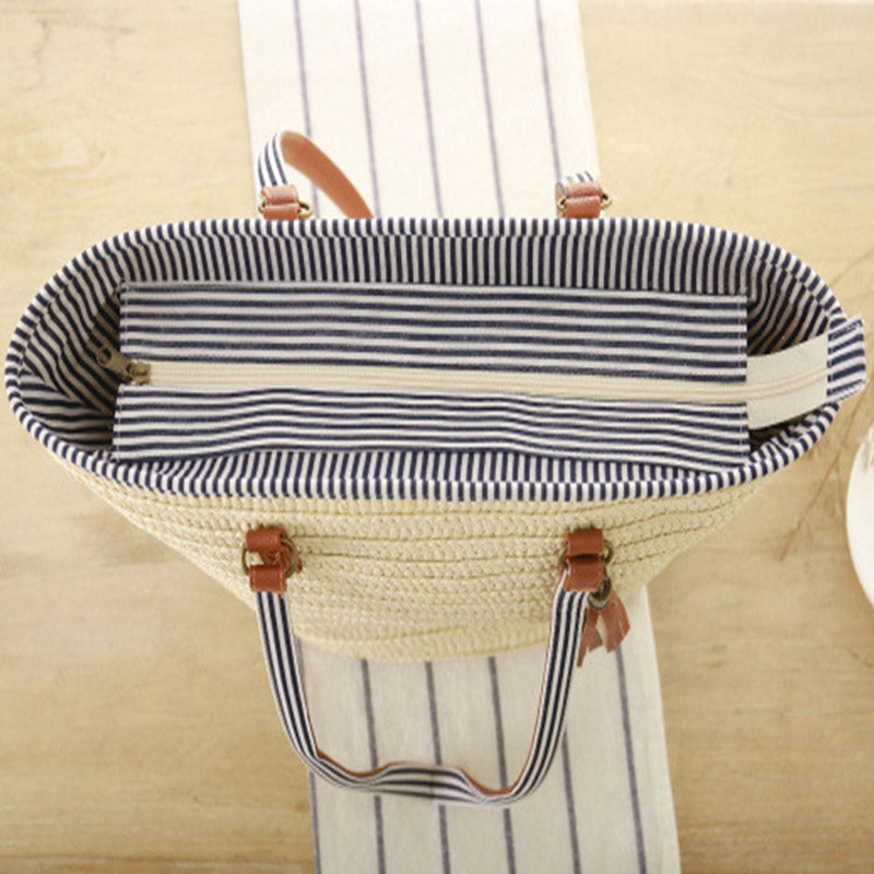 Moroccan Beach Bag (Beige) - Marrakesh Gardens