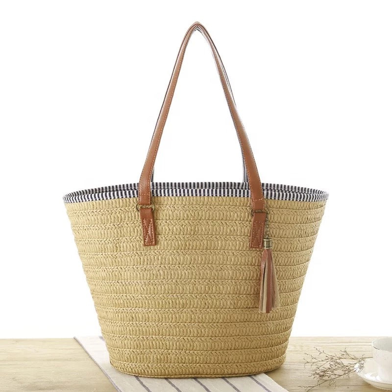 Moroccan Beach Bag (Light Brown) - Marrakesh Gardens