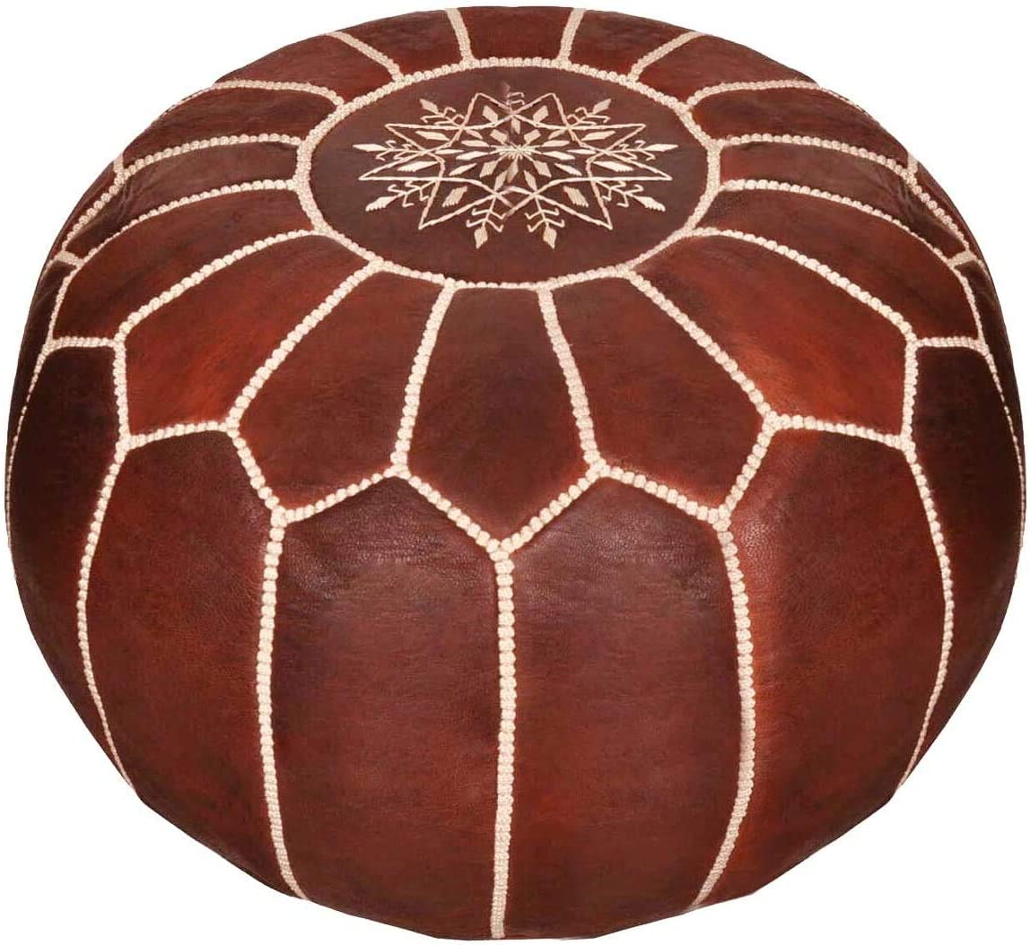 Authentic Unstuffed Handmade Pouf, Brown - Marrakesh Gardens