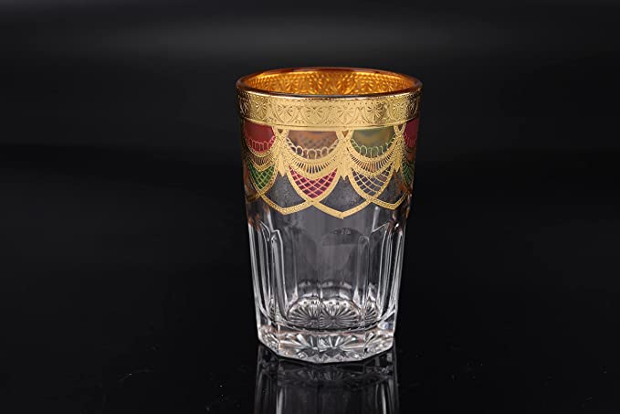 Royal Moroccan Tea Glasses, Moroccan Drinking Glasses – Pack Of 6 – Unique and Stylish – Handmade Traditional Glass Set – For Tea, Coffee, Juice, Water, Etc. - Marrakesh Gardens
