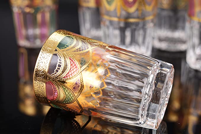 Royal Moroccan Tea Glasses, Moroccan Drinking Glasses – Pack Of 6 – Unique and Stylish – Handmade Traditional Glass Set – For Tea, Coffee, Juice, Water, Etc. - Marrakesh Gardens