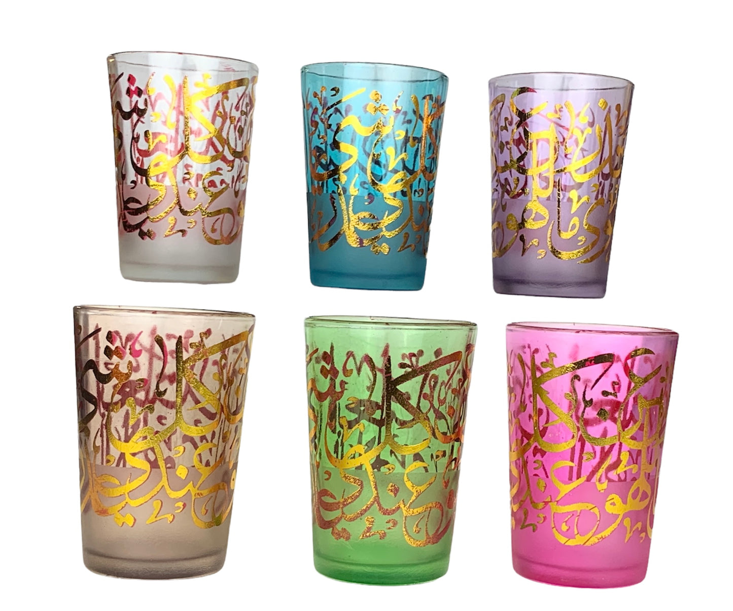 Arabesque Moroccan Tea Glasses, Moroccan Drinking Glasses – Pack Of 6 – Unique and Stylish – Handmade Traditional Glass Set – For Tea, Coffee, Juice, Water, Etc. - Marrakesh Gardens
