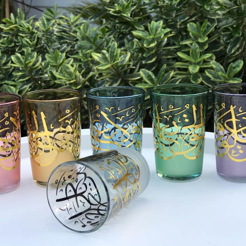 Arabesque Moroccan Tea Glasses, Moroccan Drinking Glasses – Pack Of 6 – Unique and Stylish – Handmade Traditional Glass Set – For Tea, Coffee, Juice, Water, Etc. - Marrakesh Gardens