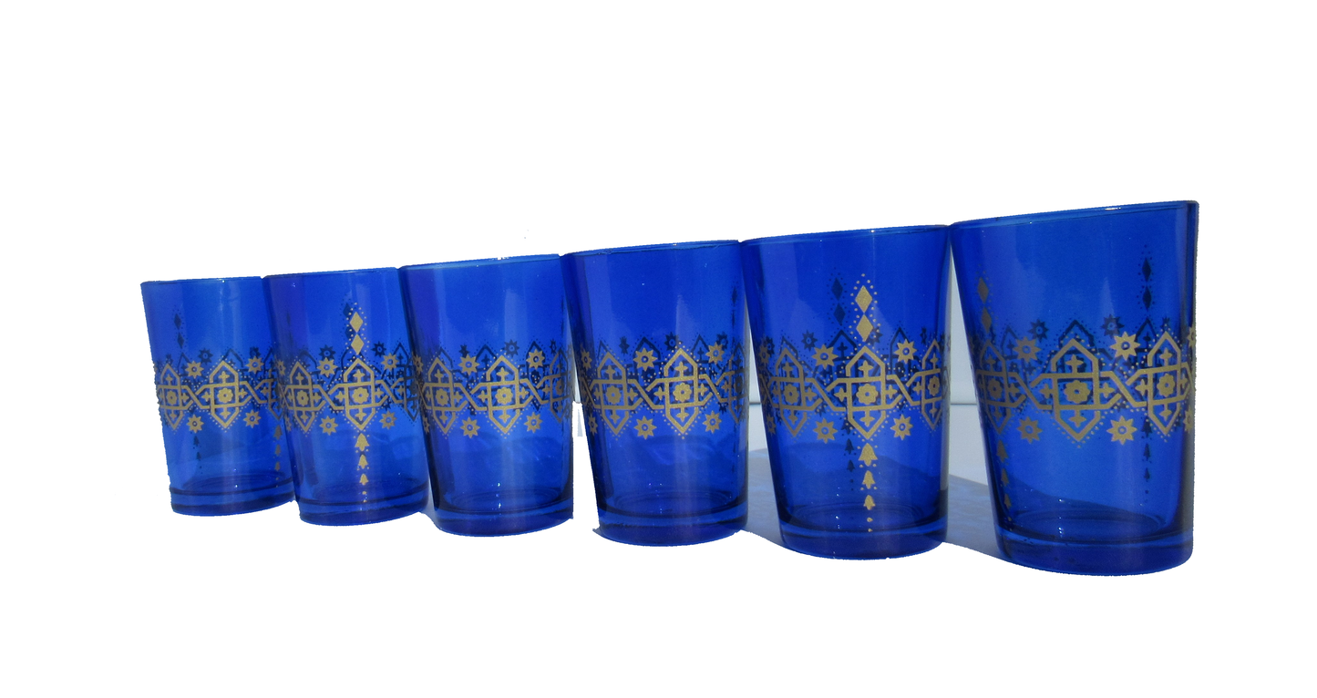Moroccan Tea Glasses, Moroccan Drinking Glasses – Pack Of 6 – Unique and Stylish – Handmade Traditional Glass Set – For Tea, Coffee, Juice, Water, Etc. - Marrakesh Gardens