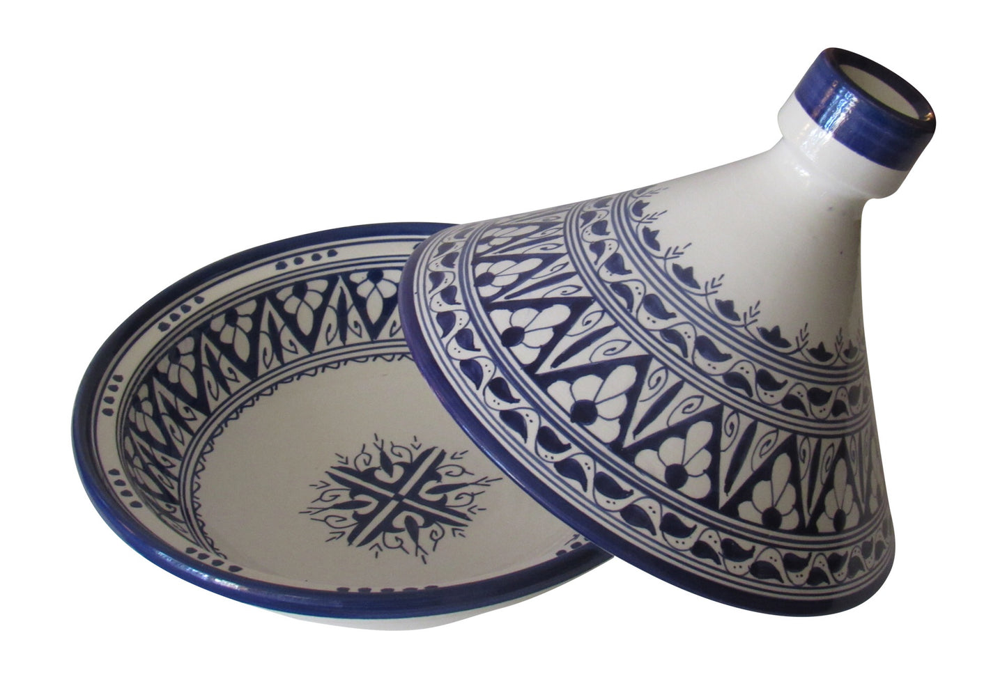 Handmade Authentic Moroccan Berber Style Ceramic Serving Tagine, Lead Free, Medium 10" Diameter x 10 "H - Marrakesh Gardens