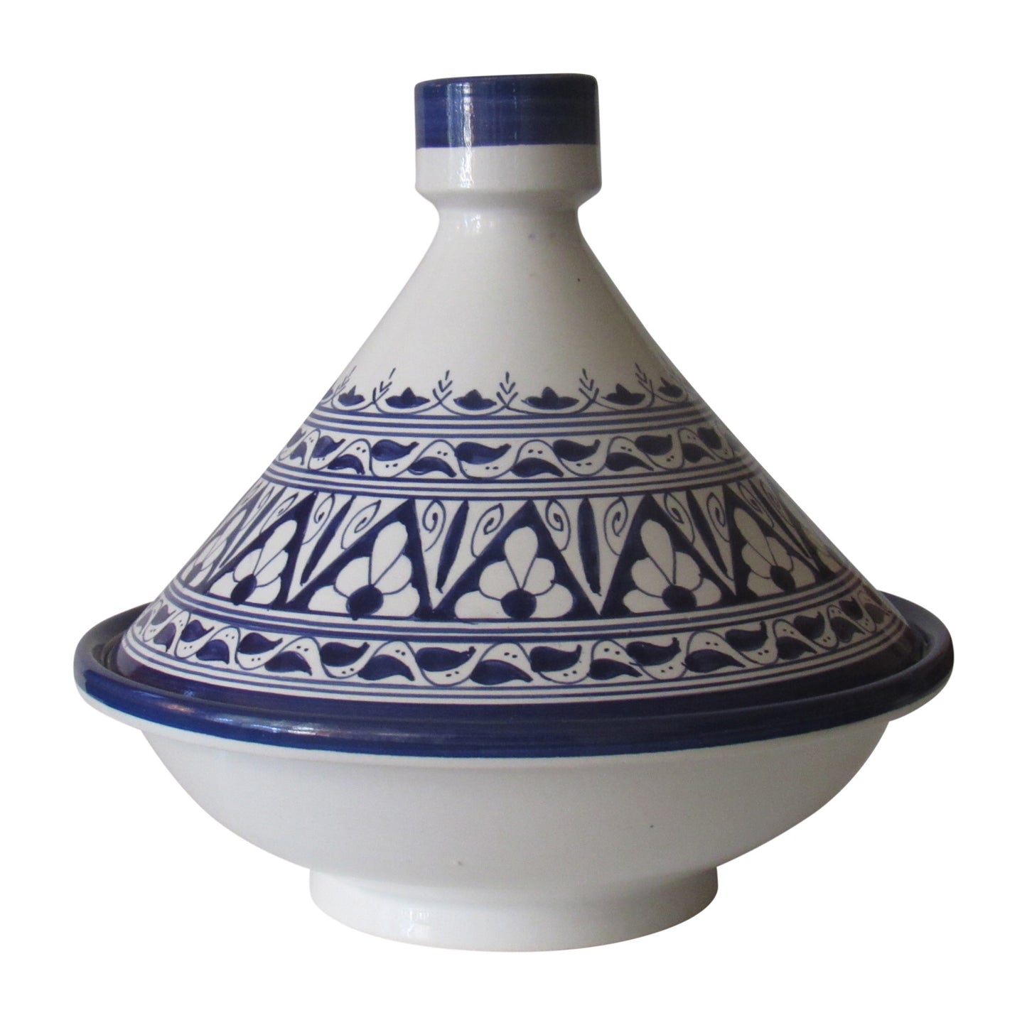 Handmade Authentic Moroccan Berber Style Ceramic Serving Tagine, Lead Free, Medium 10" Diameter x 10 "H - Marrakesh Gardens