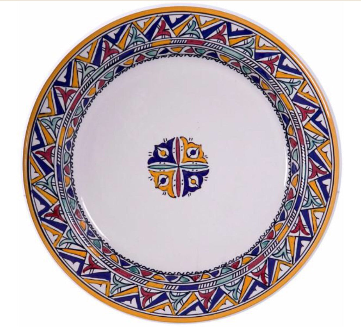 Authentic Handmade Moroccan Berber Inspired Round Serving Platter Tray, Bring Home a Beautifully Functional Near East Tradition, 12” Diameter - Marrakesh Gardens