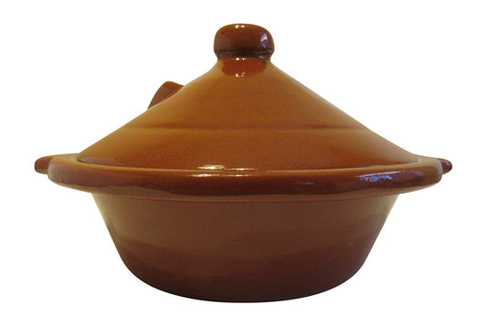 Handmade Authentic Moroccan Berber Ceramic Cooking and Serving Tagine, Large 12" D x 9 1/2"H - Marrakesh Gardens