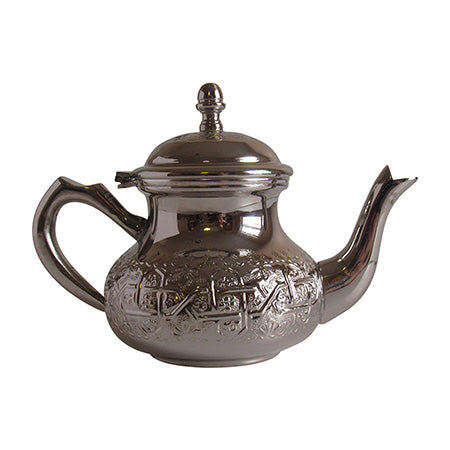Vintage Styled Small Handmade Moroccan Silver Plated Teapot with Built In Tea Infuser Filter, 16 Ounces - Marrakesh Gardens