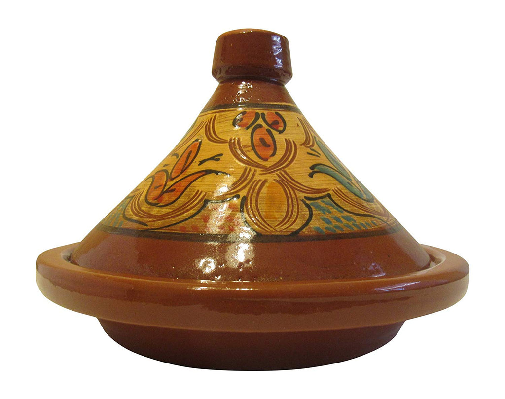 Handmade Authentic Moroccan Ceramic Cooking and Serving Tagine, Lead Free, Medium 12" D x 10 1/2 " H - Marrakesh Gardens