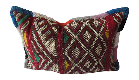 Marrakesh Gardens Authentic Berber Moroccan Handwoven Bolster Pillow, Kilim Wool. - Marrakesh Gardens