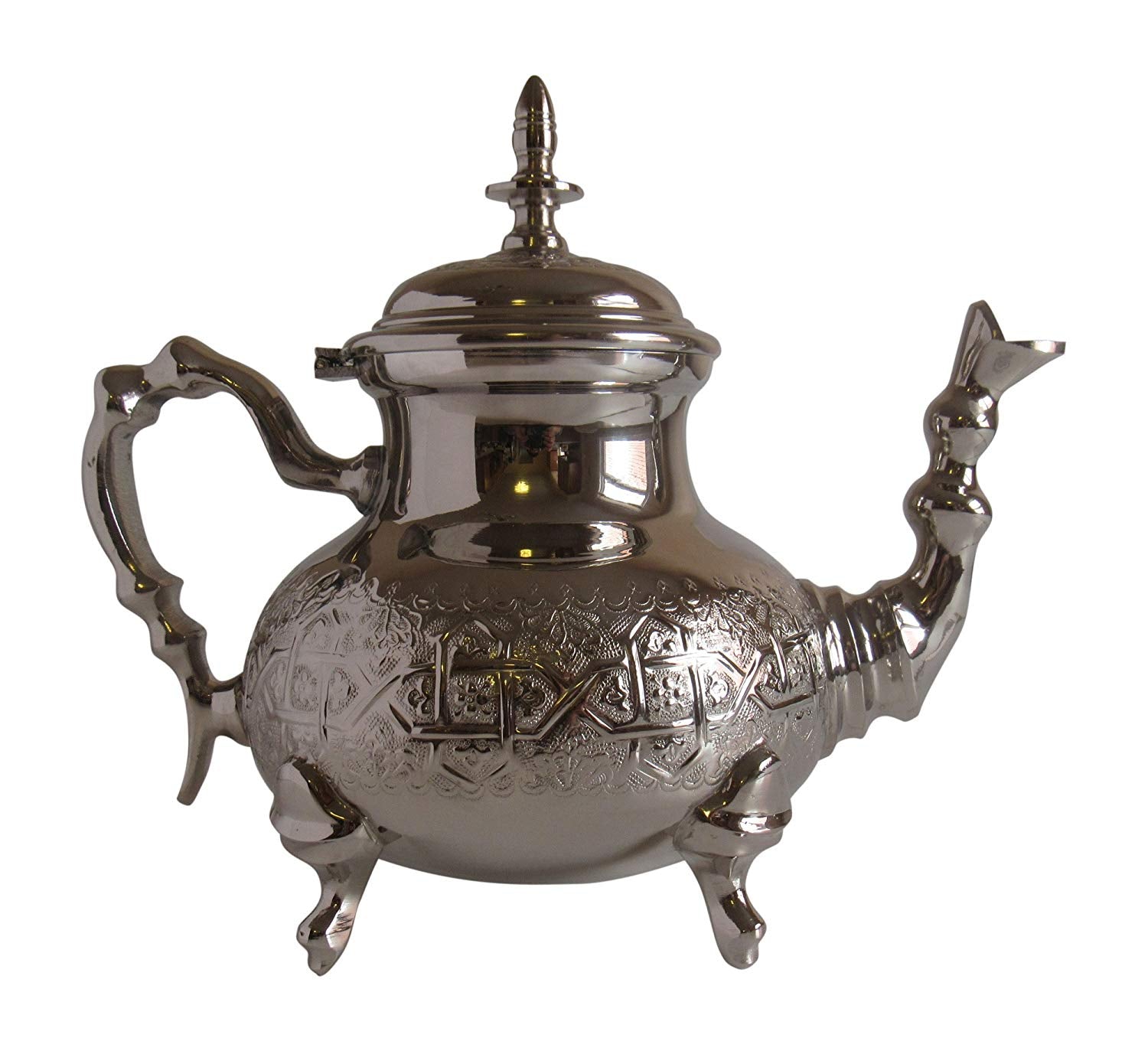 Vintage Styled Handmade Moroccan Silver Plated Teapot with Built In Tea Infuser Filter, 50 ounces - Marrakesh Gardens