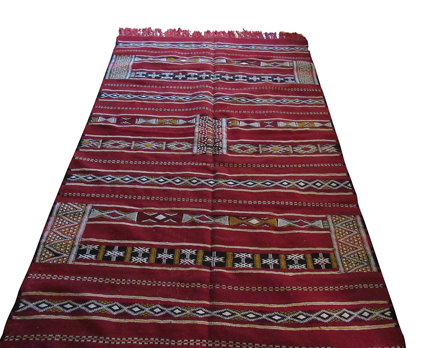 Moroccan Kilim Berber Oriental Carpet – Wool Rug, 7.5 X 5.2 Feet - Marrakesh Gardens