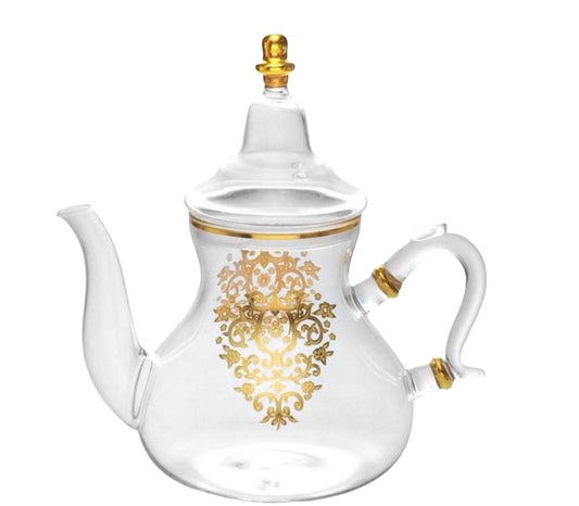 Imported Glass Moroccan Teapot with Integrated Filter, Bring Home a Beautifully Functional Near East Tradition, 47 Ounces. (1.50 L) - Marrakesh Gardens