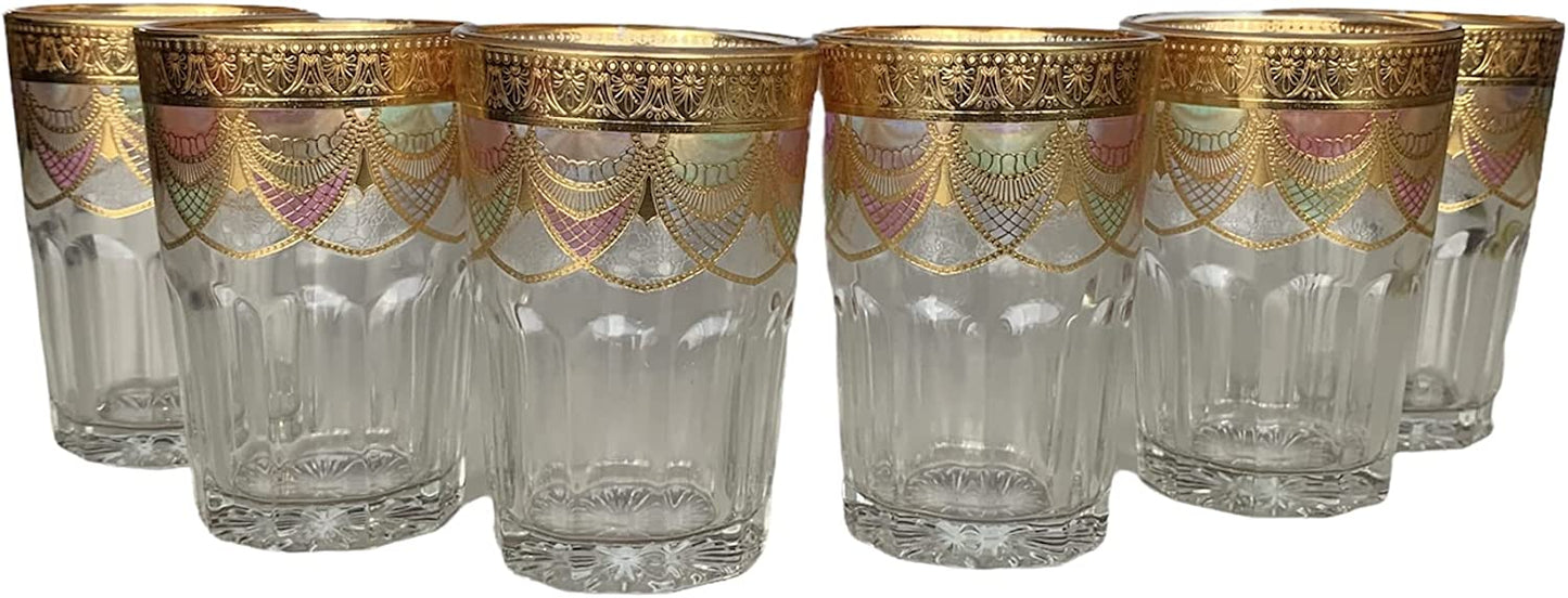 Royal Moroccan Tea Glasses, Moroccan Drinking Glasses – Pack Of 6 – Unique  and Stylish – Handmade Traditional Glass Set – For Tea, Coffee, Juice