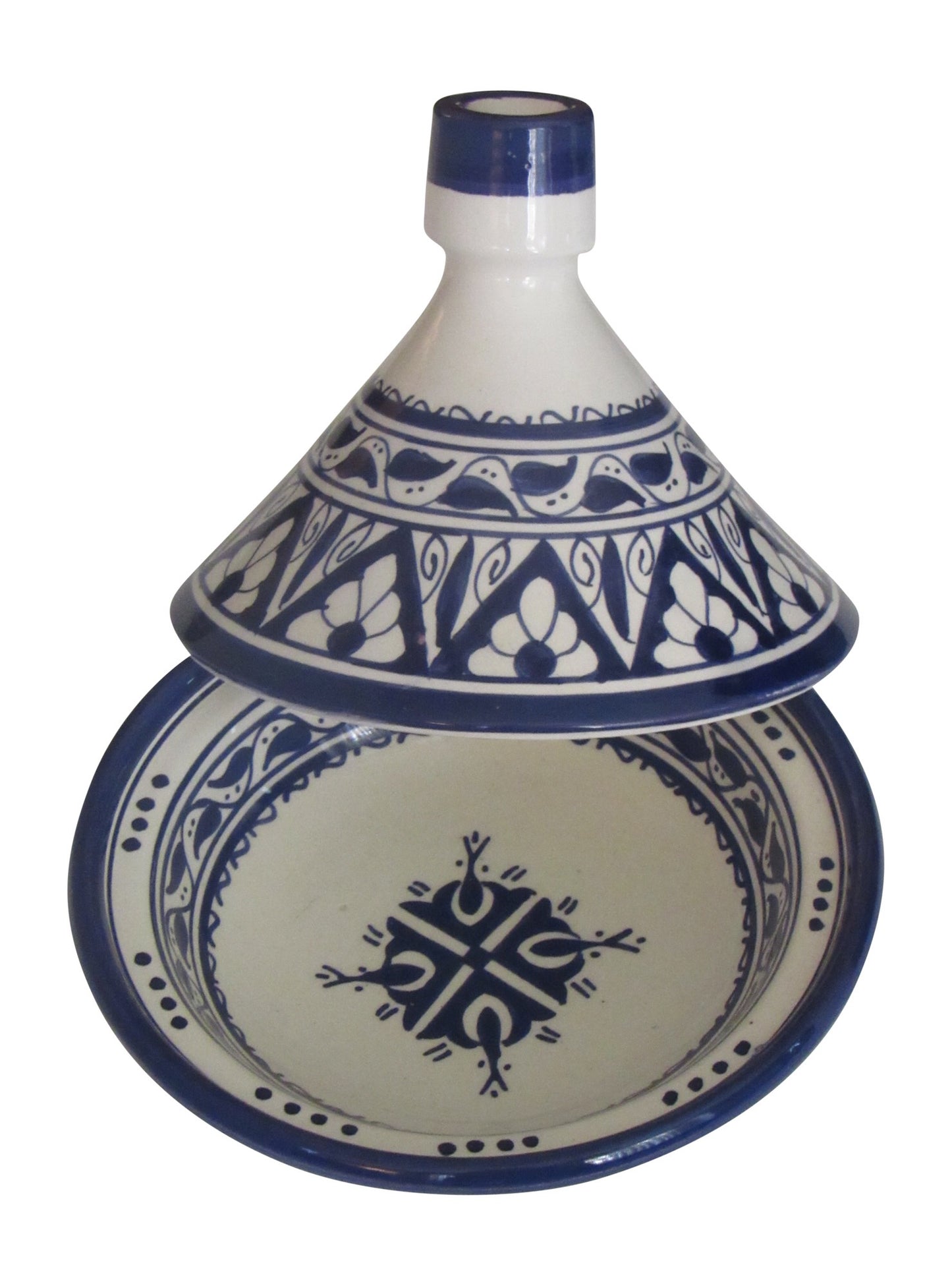 Handmade Authentic Moroccan Berber Style Ceramic Serving Tagine, Lead Free, Medium 10" Diameter x 10 "H - Marrakesh Gardens