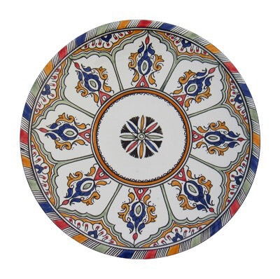 Authentic Handmade Moroccan Moorish Inspired Round Serving Platter Tray, Bring Home a Beautifully Functional Near East Tradition, 6” Diameter - Marrakesh Gardens