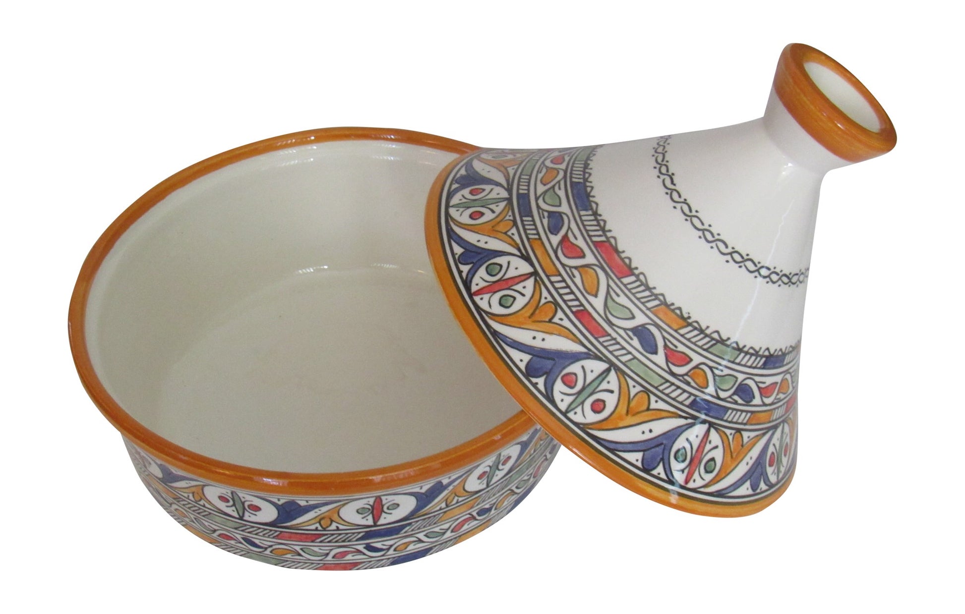 Handmade Authentic Moroccan Moorish Style Ceramic Serving Tagine, Extra Large 12" D x 12 1/2"H - Marrakesh Gardens