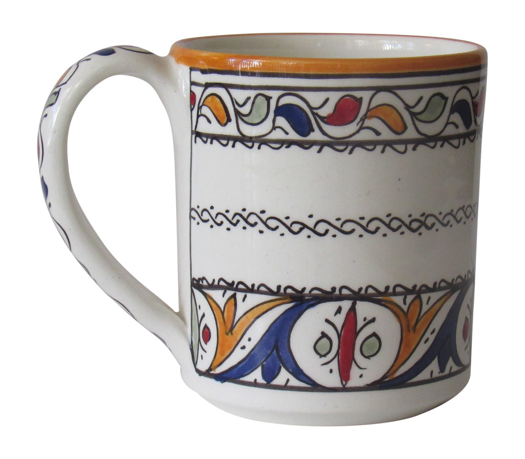 Authentic Design Handmade Moorish Ceramic Mug, Premium Artisinal Pottery from Morocco, Lead Free, Perfect Cup for Coffee, Tea, Cocoa and Soup - Marrakesh Gardens