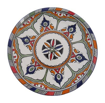 Authentic Handmade Moroccan Moorish Inspired Round Serving Platter Tray, 12” Diameter - Marrakesh Gardens